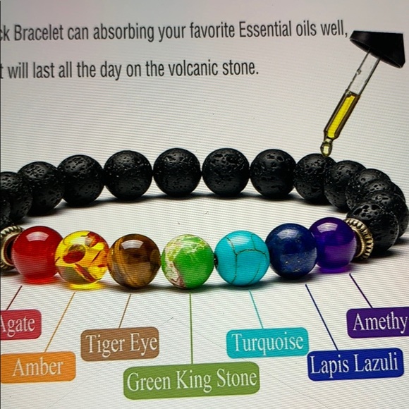 8mm Volcanic Lava Stone Healing Charka Bracelet - Picture 2 of 4